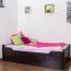 Children's bed / Youth bed "Easy Premium Line" K1/1h incl. trundle bed frame and cover plates, solid beech wood, chocolate brown - 90 x 200 cm