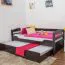 Children's bed / Functional bed "Easy Premium Line" K1/h/s incl. trundle bed frame and cover plates, solid beech wood, chocolate brown - 90 x 200 cm