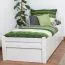 Single bed "Easy Premium Line" K1/h with trundle bed frame and 2 cover plates, beech wood, solid, white - 90 x 200 cm