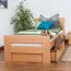 Single bed / guest bed "Easy Premium Line" K2 incl. 2 drawers and 2 cover panels, 90 x 200 cm solid beech wood natural