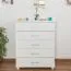 Chest of drawers solid pine wood, White lacquered Columba 09 - Measurements 124 x 100 x 50 cm