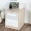 Children's room - Bedside table Greeley 13, Colour: Beech / White / Grey Light - Measurements: 48 x 40 x 40 cm (H x W x D), with 2 drawers