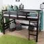 Loft bed 160 x 200 cm "Easy Premium Line" K23/n, solid beech wood chocolate brown lacquered, divisible