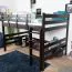 Loft bed 140 x 200 cm "Easy Premium Line" K23/n, solid beech wood Chocolate Brown lacquered, convertible