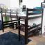 Loft bed 140 x 200 cm "Easy Premium Line" K23/n, solid beech wood chocolate brown lacquered, divisible