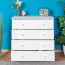 4 Drawer Chest Junco 138, solid pine wood, white varnished - H82 x W80 x D42 cm