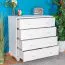 4 Drawer Chest Junco 138, solid pine wood, white varnished - H82 x W80 x D42 cm
