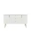 Chest of Drawers | Matt White | 158 x 47 x 82 cm | Palauli 03 | 3 Drawers | 2 Doors | Gold Metal Handles