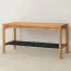 Shoe rack | solid wood | shoe bench | shelf with metal rungs | oiled oak | color: oak | 83 x 33 x 40 cm | Seille 06