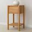 Side chest of drawers | bedside cabinet | solid wood | 1 drawer | soft close system | small side table | oiled oak | 1 shelf | color: oak | 33 x 33 x 60 cm | rope 13 | milled handle