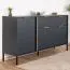 Living Room Furniture Set Raoued A, 4 Pieces | Anthracite | Modern Design | Metal Legs