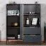 Modern Chest of Drawers Raoued 01 | Anthracite Finish | Gold Handles | 2 Drawers | 103 x 123 x 39.5 cm