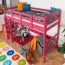 Loft Bed 90 x 200 cm for Children | Easy Premium Line K22/n | Solid Beech Wood | Pink Lacquered | Convertible