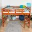 Loft bed 160 x 200 cm "Easy Premium Line" K23/n, solid beech wood cherry-colored lacquered, divisible