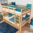 Bunk bed 120 x 190 cm for adults "Easy Premium Line" K24/n, head and footboard straight, solid beech wood natural lacquered, convertible