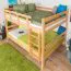 Bunk bed 140 x 190 cm for adults "Easy Premium Line" K24/n, head and footboard straight, solid beech wood, natural lacquered, convertible