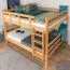 Bunk bed 160 x 190 cm for adults "Easy Premium Line" K24/n, head and footboard straight, solid beech wood, natural lacquered, convertible