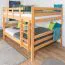 Bunk bed 160 x 190 cm for adults "Easy Premium Line" K24/n, head and footboard straight, solid beech wood, natural lacquered, convertible
