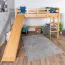 Loft Bed with Slide 80 x 190 cm | Solid Beech Wood | Natural Lacquered | Convertible to Single Bed | Easy Premium Line K30/n