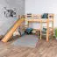 Loft Bed with Slide 80 x 190 cm | Solid Beech Wood | Natural Lacquered | Convertible to Single Bed | Easy Premium Line K30/n