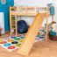 Loft bed with slide 90 x 200 cm, solid beech wood natural lacquered, convertible, "Easy Premium Line" K30/n