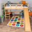 Large Loft Bed with Slide 160 x 200 cm | Solid Beech Wood | Natural Lacquer | Convertible to Single Bed | Easy Premium Line K31/n