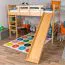 Large Loft Bed with Slide 160 x 200 cm | Solid Beech Wood | Natural Lacquer | Convertible to Single Bed | Easy Premium Line K31/n