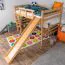 Large Loft Bed with Slide 160 x 200 cm | Solid Beech Wood | Natural Lacquer | Convertible to Single Bed | Easy Premium Line K31/n