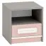 Children's Bedside Table Renton 13 | Platinum Grey/White/Powder Pink | 40 x 40 x 40 cm | 1 Drawer, 1 Compartment