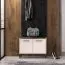 Bench with Storage / Creola 03 Shoe Cabinet | Color: Cashmere | Dimensions: 70 x 34 x 54 cm | Handles: Plastic | 2 doors | Seat made of black velvet