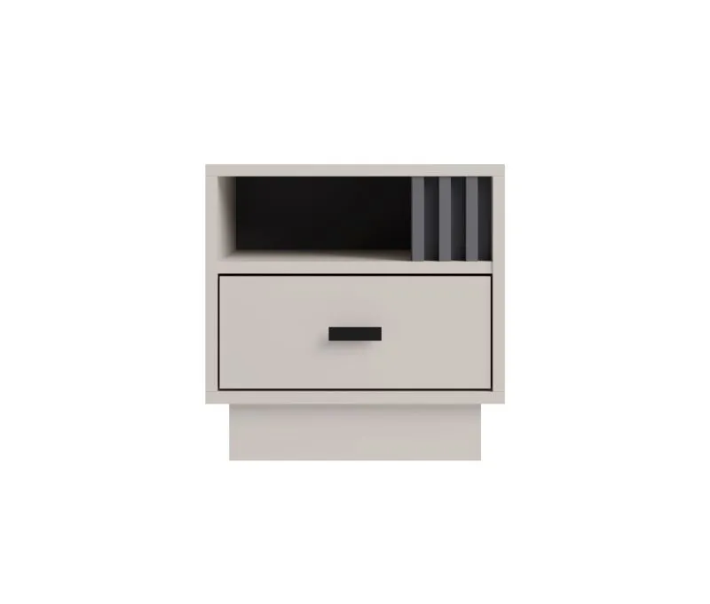 Bedside Chest of Drawers for Bed Extension Niel 20 | Cashmere | 40 x 40 x 36 cm | 1 Drawer, 1 Compartment | Mirrored Assembly Option