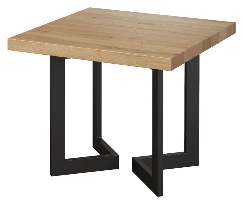 Coffee Table Slatina 33 | Oak / Black | 60 x 60 x 50 cm | Modern Design | Sturdy Metal Legs