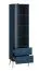 Display case Kumpula 01, Colour: dark blue - measurements: 190 x 55 x 40 cm (h x w x d), with 1 door, 2 drawers and 4 shelves