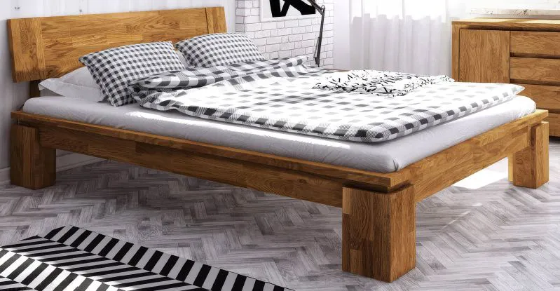 Double Bed Tasman 01 | Solid Oiled Wild Oak | 180 x 200 cm Lying Surface | Elegant Wooden Nature Premium Design