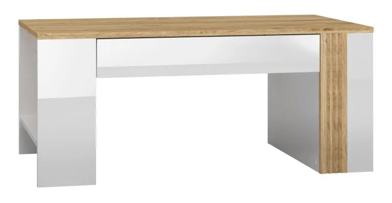 Coffee Table Tullahoma 10 | Oak & Glossy White | 109 x 60 x 48 cm | Contemporary Design