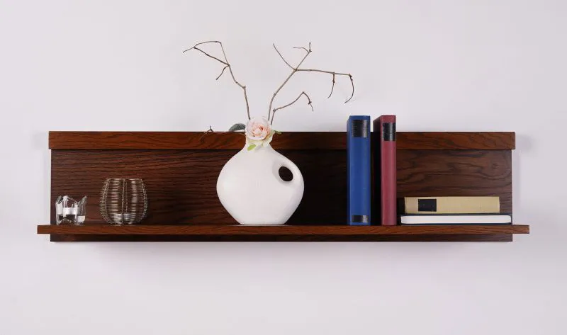 Suspended Rack "Postira" 19 | Walnut Finish | Partial Solid Wood | Modern Wall Shelf | 24 x 120 x 22 cm