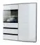 Display cabinet Nese 04, color: white high gloss / oak San Remo - Dimensions: 125 x 100 x 36 cm (H x W x D), with sufficient storage space