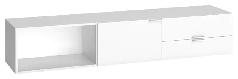 TV base cabinet Minnea 24, Colour: White - Measurements: 35 x 187 x 42 cm (H x W x D)