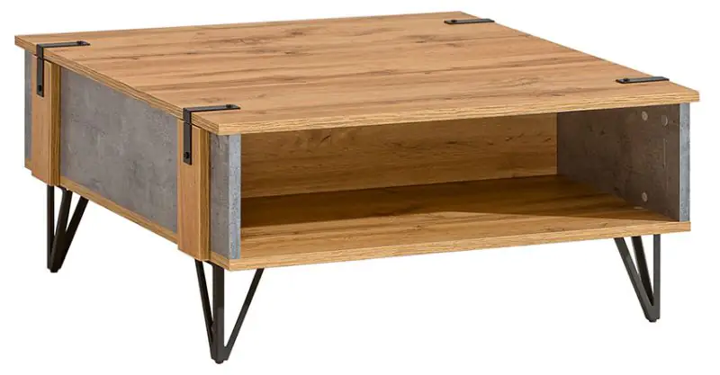 Coffee table Atule 12, Colour: Oak / Grey - Measurements: 80 x 80 x 37 cm (W x D x H)