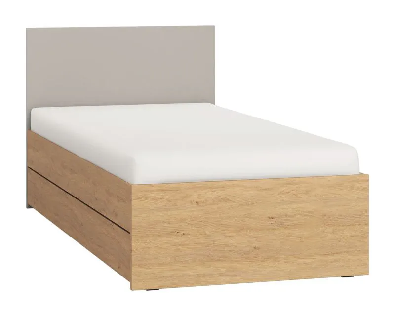 Single Bed / Guest Bed Nanez 22 | Oak / Grey | 90 x 200 cm Lying Surface | Adjustable Slatted Base Height