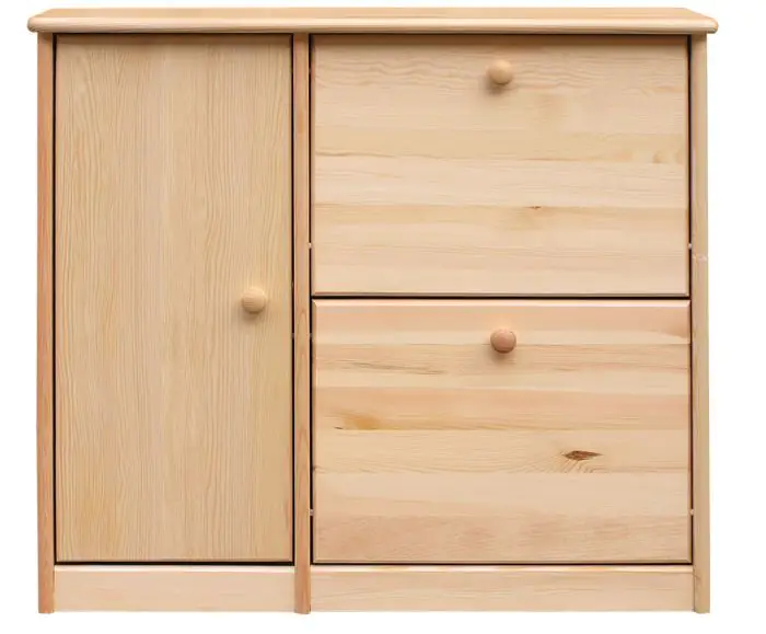Shoe cabinet solid, natural pine wood Junco 219 - Dimensions 80 x 90 x 30 cm