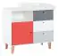 Children's room - Chest of drawers Syrina 03, Colour: White / Grey / Red - measurements: 97 x 104 x 55 cm (h x w x d)