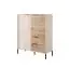 Light chest of drawers with five compartments Fouchana 01, color: Beige / Viking oak - Dimensions: 123 x 103 x 39.5 cm (H x W x D)