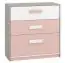 Children's room - Chest of drawers Renton 10, Colour: Platinum Grey / White / Powder Pink - Measurements: 94 x 92 x 40 cm (H x W x D), with 3 drawers
