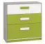 Children's room - Chest of drawers Renton 10, Colour: Platinum Grey / White / Green - Measurements: 94 x 92 x 40 cm (H x W x D), with 3 drawers