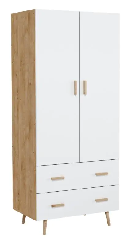 Wardrobe Hohgant 07, Colour: Oak / White - 209 x 90 x 56 cm (H x W x D)