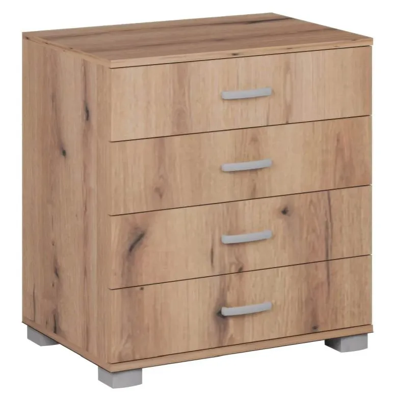 Chest of Drawers Camprodon 13 | Oak Artisan Finish | 80 x 75 x 52 cm | 4 Spacious Drawers | Modern Metal Handles