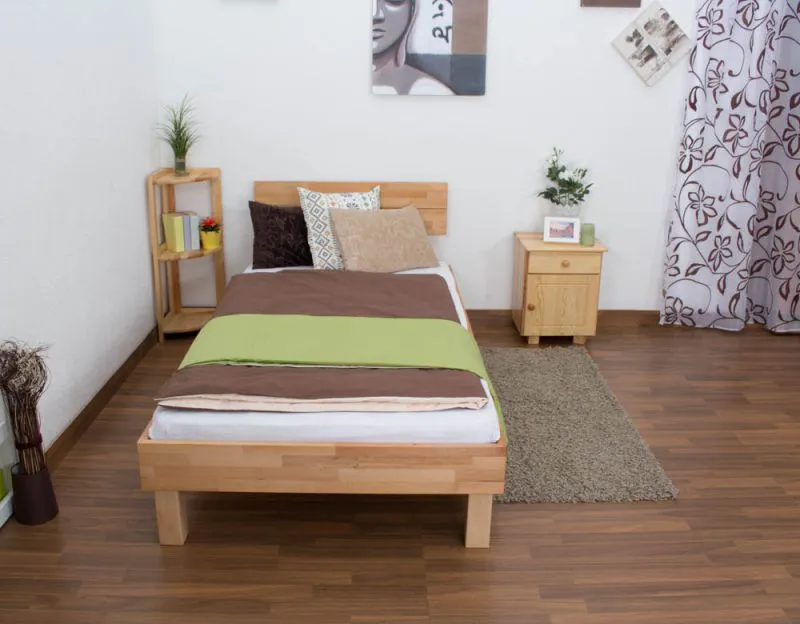 Futon Bed | Solid Wood | Oiled Beech Heartwood | 90 x 200 cm Mattress Base | Modern Minimalist Design