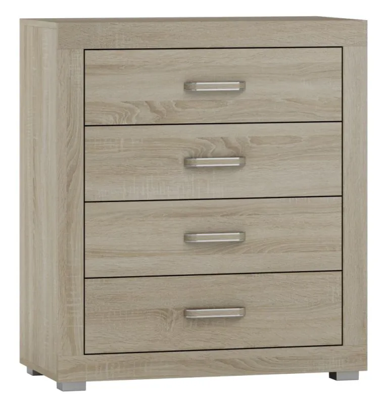 Chest of Drawers Lorengau 02 | Sonoma Oak Finish | 90 x 80 x 40 cm | 4 Spacious Drawers