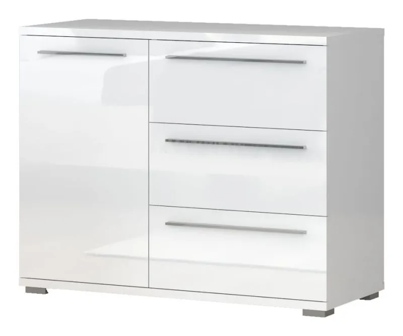 Chest of Drawers Siumu 12 | White / White High Gloss | 85 x 107 x 45 cm | Modern Soft Close Design